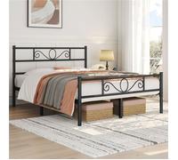 Cadre de Lit Double 160×200 cm à Lattes Structure de lit pour 2 personnes avec sommier pour Chambre/Dortoir Noir YAHEETECH