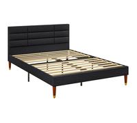 Lit double design industriel - tête de lit, pied de lit et sommier - dim. 141l x 207P x 88H cm - compatible matelas 140 x 200 cm - tissu 100%