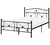 Cadre de Lit Double Minimaliste Rétro en Métal 120 x 200 cm Sommier à Lattes Noi