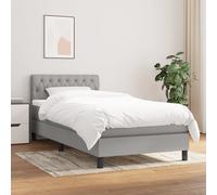 Cadre de lit durable avec sommier à lattes - Lit boxspring avec matelas Gris clair 90x200 cm Tissu - Lits classiques Octo2417517 4parcel