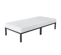 Cadre de lit en acier anthracite 90x200 cm avec sommier à lattes matelas H16 cm
