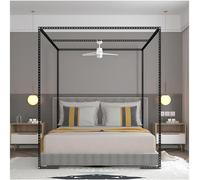 Cadre de lit en acier inoxydable avec poteaux réglables, design élégant à 4 poteaux d'angle pour décoration de chambre à coucher, double