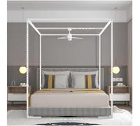 Cadre de lit en acier inoxydable avec poteaux réglables, design élégant à 4 poteaux d'angle pour décoration de chambre à coucher, double