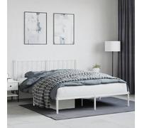 Cadre de lit en acier robuste design classique intemporel blanc 160x200 cm | Cadre de lit métal 160x200 cm avec tête de lit blanche, sommier non inclus, robuste silencieux pour chambre adulte, style