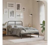 Cadre de lit en acier robuste design élégant intemporel pour chambre noyer | Cadre de lit en métal robuste sans matelas avec tête de noire 120x190cm, structure en acier renforcée, sommier à lattes