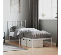 Cadre de lit en acier robuste élégant classique Blanc 75x190 cm | Cadre de lit métal 75x190cm avec tête de lit blanche, sommier sans matelas, robuste et silencieux pour chambre adulte ou