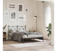 Cadre de lit en acier robuste pour chambre classique 120x190cm Noir | Cadre de lit métal 120x190cm avec tête de lit noir, sommier renforcé sans matelas, structure robuste et silencieuse pour