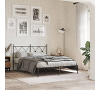 Cadre de lit en acier robuste pour chambre classique noir 135x190cm | Cadre de lit métal robuste 135x190cm sommier inclus sans matelas, tête de lit noire moderne, structure renforcée