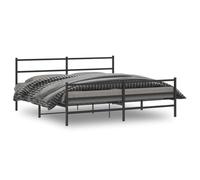 Cadre de lit en acier robuste pour chambre classique noir 193x203 cm | Cadre de lit métal 193x203cm sans matelas pied de lit noir robuste pour chambre adulte support 600kg