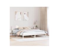Cadre de lit en bois de pin blanc Blanc Bois massif King size 872177