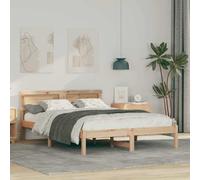 Cadre de lit en Bois de pin Massif Marron 120 x 200 cm avec tête de lit, Cadre à Lattes Solide, Design Moderne pour Chambre, Support jusqu'à 200 kg, Facile à Nettoyer, Prise USB intégrée