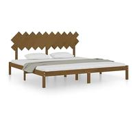 Cadre de lit en Bois Massif Marron Miel 200x200 cm avec tête de lit Confortable Lattes Robustes pour Chambre à Coucher Moderne mobilier Pratique et Durable