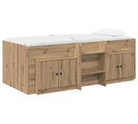 Cadre de lit en loft avec armoire 3 pc Chêne artisanal