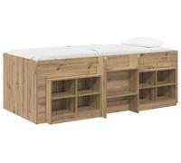 Cadre de lit en loft avec armoire 3 pc Chêne artisanal