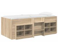 Cadre de lit en loft avec armoire 3 pc Chêne Sonoma