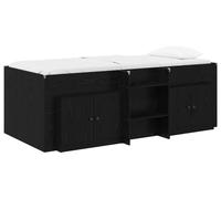 Cadre de lit en loft avec armoire 3 pc Noir Bois d'ingénierie