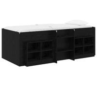 Cadre de lit en loft avec armoire 3 pc Noir Bois d'ingénierie