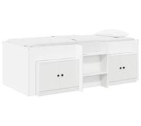 Cadre de lit en loft avec armoire 3 pcs Blanc Bois d'ingénierie