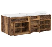 Cadre de lit en loft avec armoire avec étagère 3 pc Bois ancien
