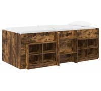 Cadre de lit en loft avec armoire avec étagère 3 pc Chêne fumé