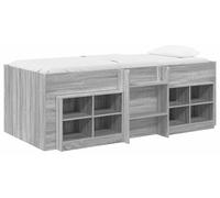 Cadre de lit en loft avec armoire avec étagère 3 pc Sonoma gris