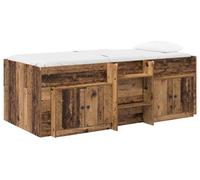 Cadre de lit en loft avec armoire avec porte 3 pc Bois ancien