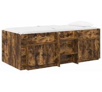 Cadre de lit en loft avec armoire avec porte 3 pcs Chêne fumé