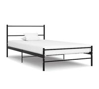 Cadre de lit en métal Noir 100x200 cm sans Matelas Robuste lit Simple Adulte Enfant Chambre à Coucher Structure Solide Lattes Flexibles décor Moderne châssis Anti-Rayures