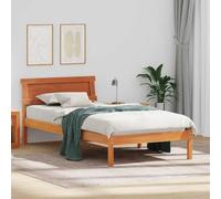 Cadre de lit en pin Massif Brun Cire 80 x 200 cm avec tête de lit, Cadre à Lattes Robuste, Design Moderne pour Chambre, Support Durable sans sommier