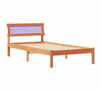 Cadre de lit en pin Massif Brun Cire 90 x 190 cm avec tête de lit, Support à Lattes Durable, Design Moderne pour Chambre, Facile à Nettoyer et Assemblage Simple