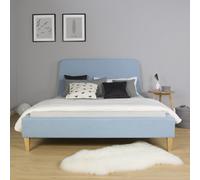 Homestyle4u Lit rembourré en tissu 140 x 200 cm Bleu