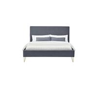 Concept Usine - Lit Riverside - en velours, pieds laiton - 140 x 190 cm gris