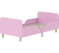 Cadre de lit enfant AIYAPLAY, cadre de lit simple pour enfants, barrière de sécurité, petit lit pour chambre d'enfant, MDF, sans matelas, rose