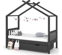 Cadre de lit enfant avec tiroir gris foncé pin massif 80x160 cm Gris G