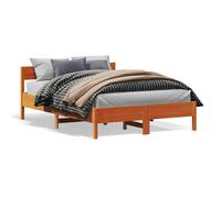 vidaXL Cadre de lit 842769 – Lit double 140x190 cm, sommier à lattes, bois de pin cire marron