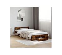 Cadre de lit et tiroir chêne fumé 75x190 cm bois d'ingénierie, lit, lit de rangement, cadre de lit simple, lit 3280808