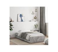 vidaXL Cadre de lit avec tiroirs gris béton 75x190 cm sans matelas