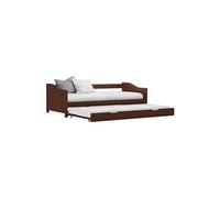 Cadre de lit extensible Marron foncé Bois de pin 90x200 cm