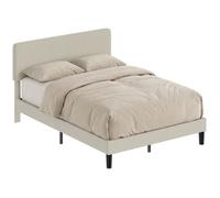 HOMCOM Cadre de Lit 140 x 190 cm avec Sommier, Tête Réglable, Gris Clair | Lit Double Rembourré Velours Côtelé, Support à 12 Lattes en Bois, Espace de Rangement Au-Dessous, Sans Bruit Montage Facile