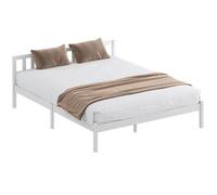 Cadre de lit - HOMCOM - 160x200cm - lit simple avec tête de lit sommier à lattes - pour enfants adultes - bois massif - blanc