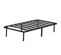 Cadre de lit - HOMCOM - 90 x 190 cm - avec sommier à lattes en bois massif et pied - 26 cm de hauteur avec rangement - noir