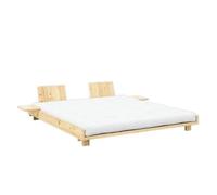 Cadre de Lit Karup Social avec 2 Dossiers et Table de Chevet 180x200 Pin Laqué Clair