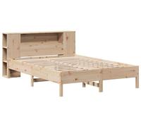 Cadre de lit – Lit plateforme avec bibliothèque intégrée – Bois massif de pin robuste – Design moderne – Assemblage facile