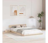 Cadre de lit Marron en Bois 120 x 190 cm avec Table de Nuit, Cadre de lit au Sol Plateforme, mobilier Moderne pour Chambre à Coucher, supporte 200 kg, Design rectangulaire Pratique