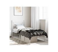 vidaXL Cadre de lit métal sans matelas avec tête de lit blanc 75x190cm