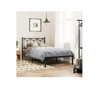 vidaXL Cadre de lit métal avec tête de lit noir 107x203 cm, lit simple, meuble de chambre à coucher, lit d'invité, lit, 376124 Noir G