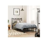 vidaXL Cadre de lit en métal avec tête de lit – Simple Noir 90x200 cm