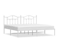 Cadre de lit métal - JILL - 200x200 cm - Blanc - Acier - 207x206x97 cm - Hauteur libre 27 cm - Lattes en métal