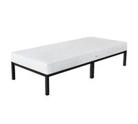 Cadre de lit métal noir avec matelas H:16 cm sommier à lattes intégré 90x200 cm