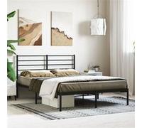 Cadre de lit métal sans matelas avec tête de lit noir 140x190cm Noir G